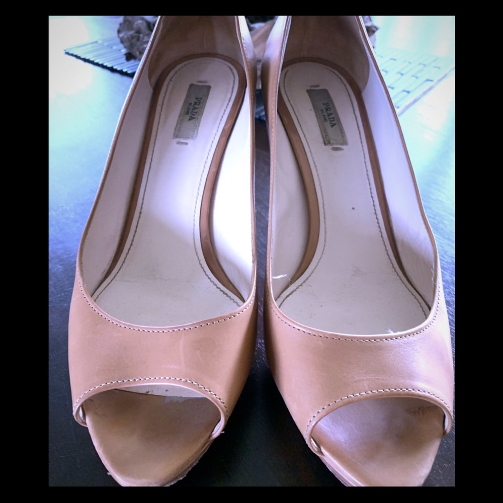 Authentic Prada peep toe heels